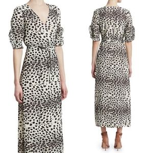 Sea Cheetah Printed Dress Wrap Midi 4 Short Sleeve